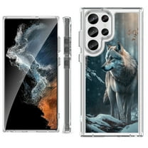 Shockproof Bumper Phone Case for Samsung Galaxy S23 Ultra 5G, by OneToughShield ® - Wolf Winter
