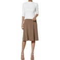 thumbnail image 6 of vigerkar Womens Basic Solid Midi Skirts Casual Knee Length A-Line Skirt Lightweight Flare Pull On Closure Skirt Plus Size Coffee, M, 6 of 6