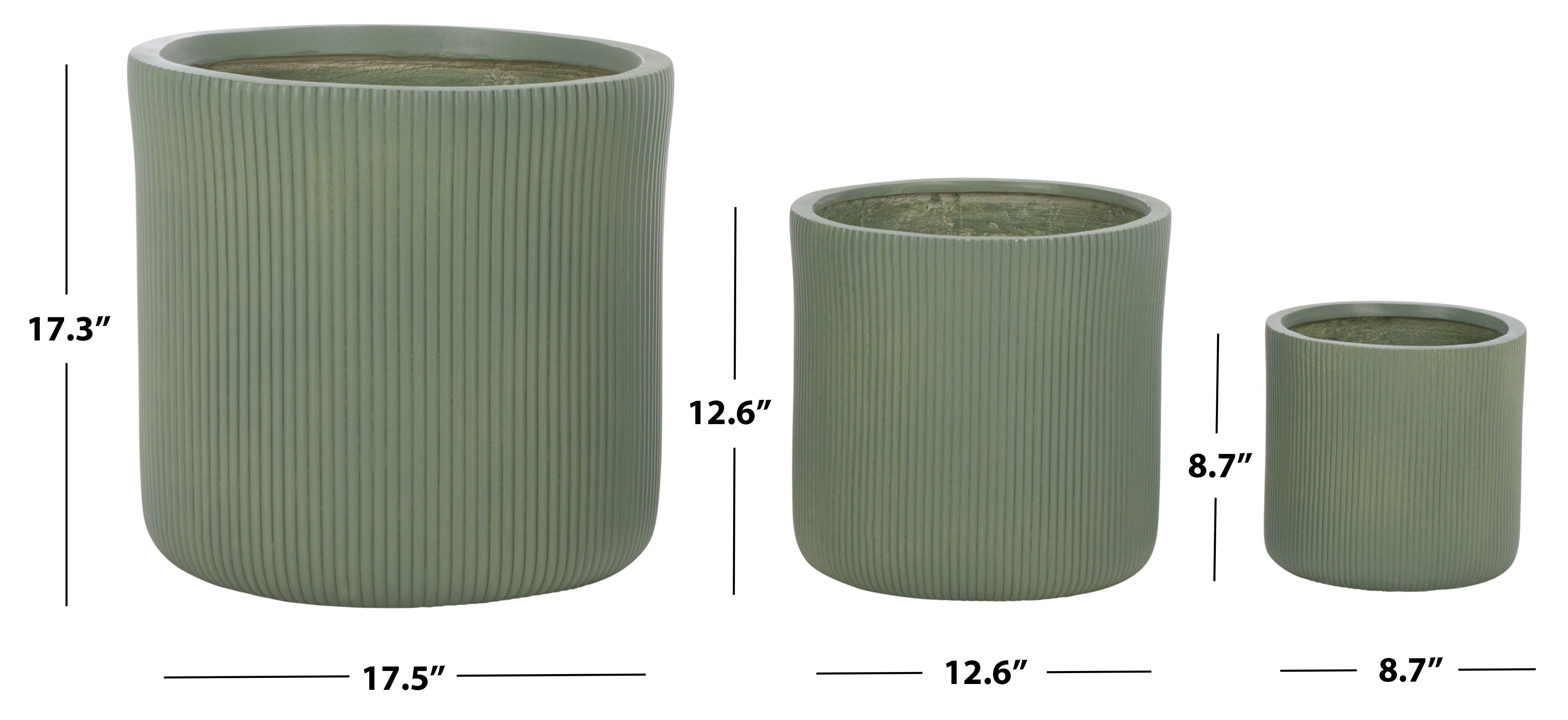 Safavieh Carolina Round Green Fiber Clay Plant Pots - Set of 3