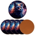 thumbnail image 2 of Animal Luxury Microfiber Leather Round Coasters Set of 6 - 11x11 cm Drink Coasters for Home and Office Use, 2 of 6