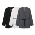 thumbnail image 2 of HH TRAF Otoño Moda Mujer Manga Larga Un Solo Pecho Casual Abrigo Mujer Chaqueta Cuello En V Bolsillo Cinturón Decorado Blazer Casual, 2 of 5