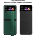 thumbnail image 2 of Case for Samsung Galaxy Z Flip 4 5G (2022) with Strap, PU Leather Back Cover + Hard PC Protective Shell Phone Case for Z Flip4 - Green, 2 of 7