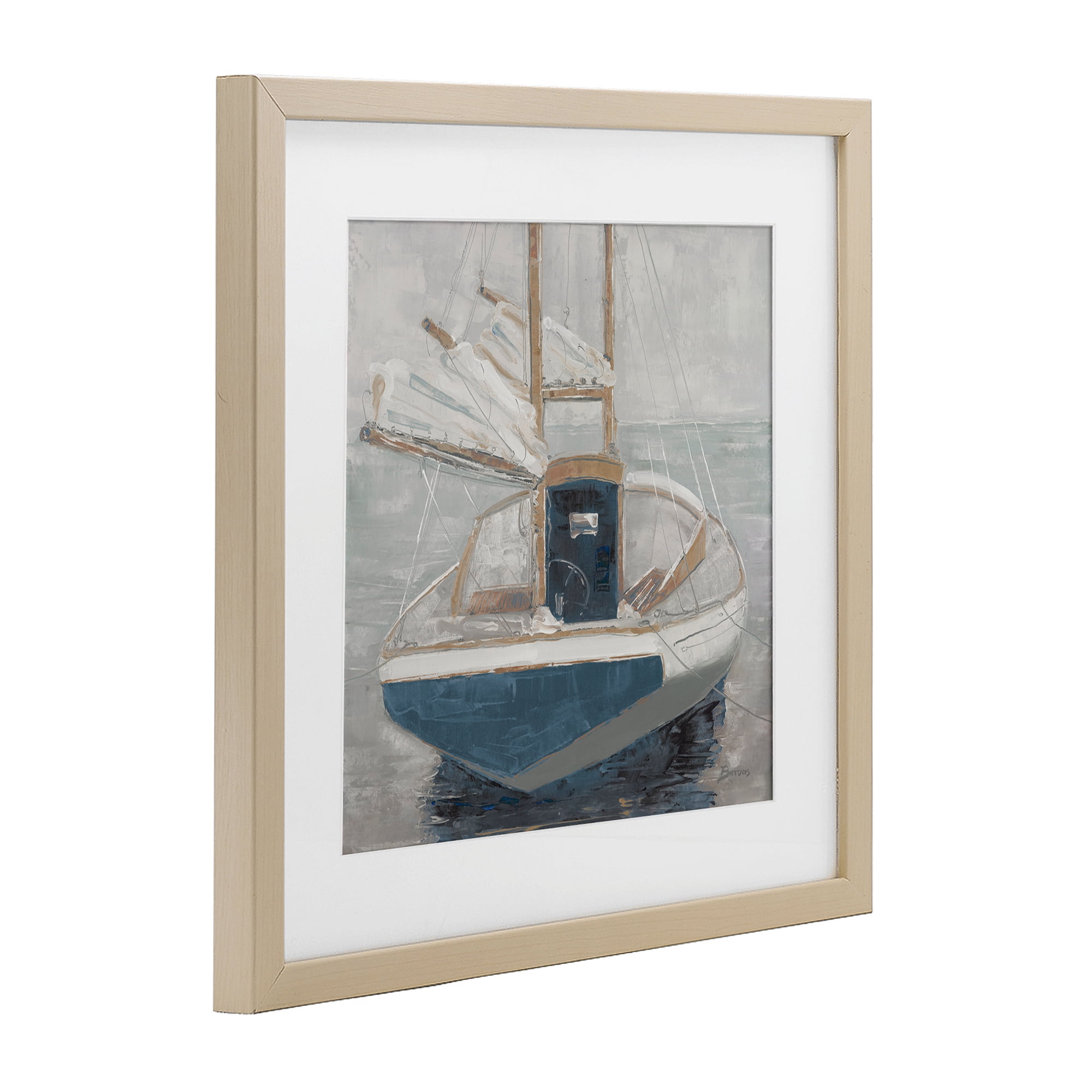 Stupell Industries Serene Harbor Sail Boat Birch Framed Print Under Glass, design by John Burrows