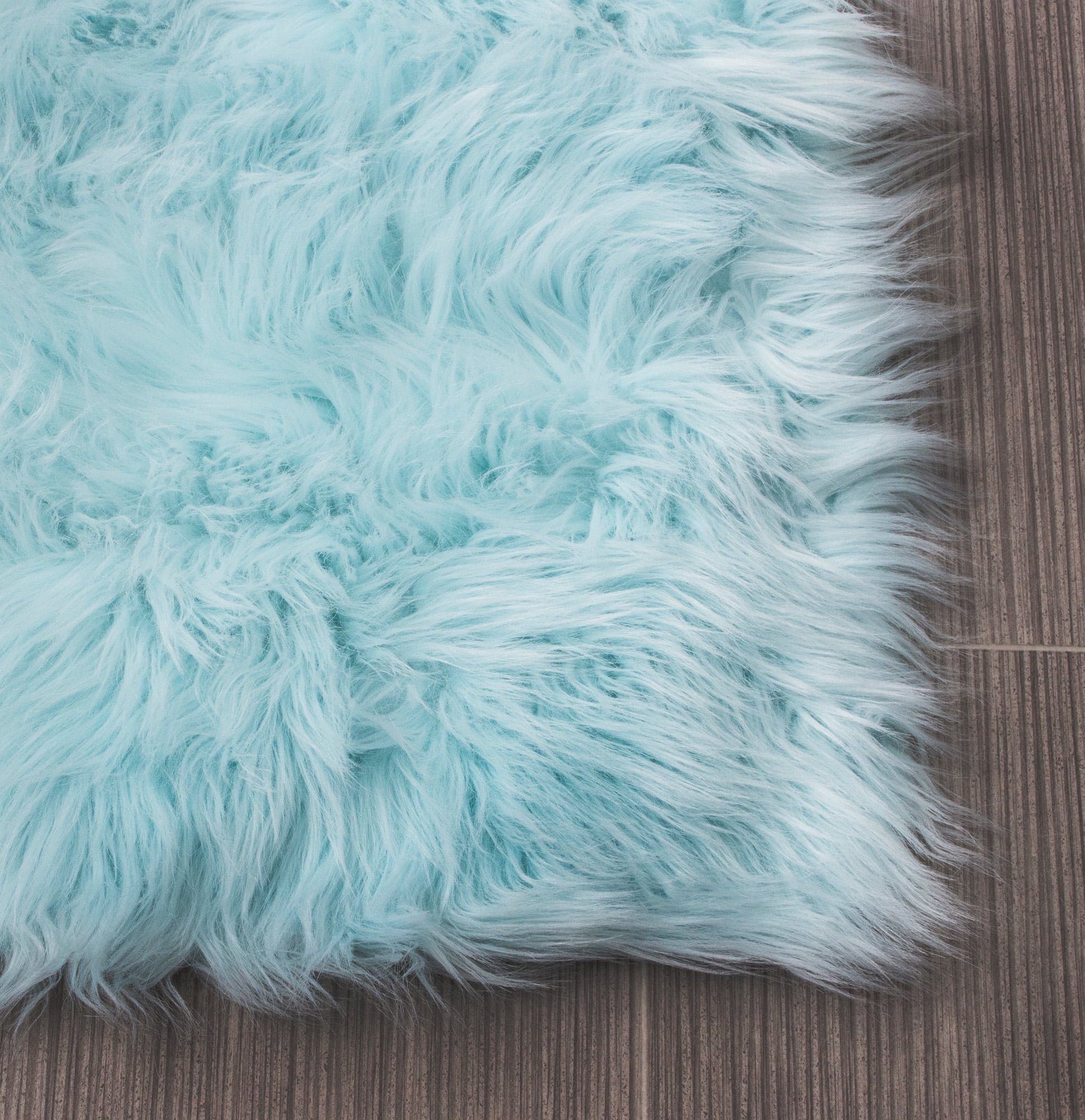 Ultra Soft Faux Sheepskin Fur Rug SER01 Light Blue 2' X 3'