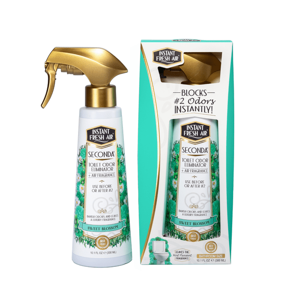 Instant Fresh Air Seconda Premium Toilet Spray - Toilet Bowl Odor Eliminator - Long Lasting Bathroom Deodorizer, Blossom Fragrance - 10.1 fl oz.