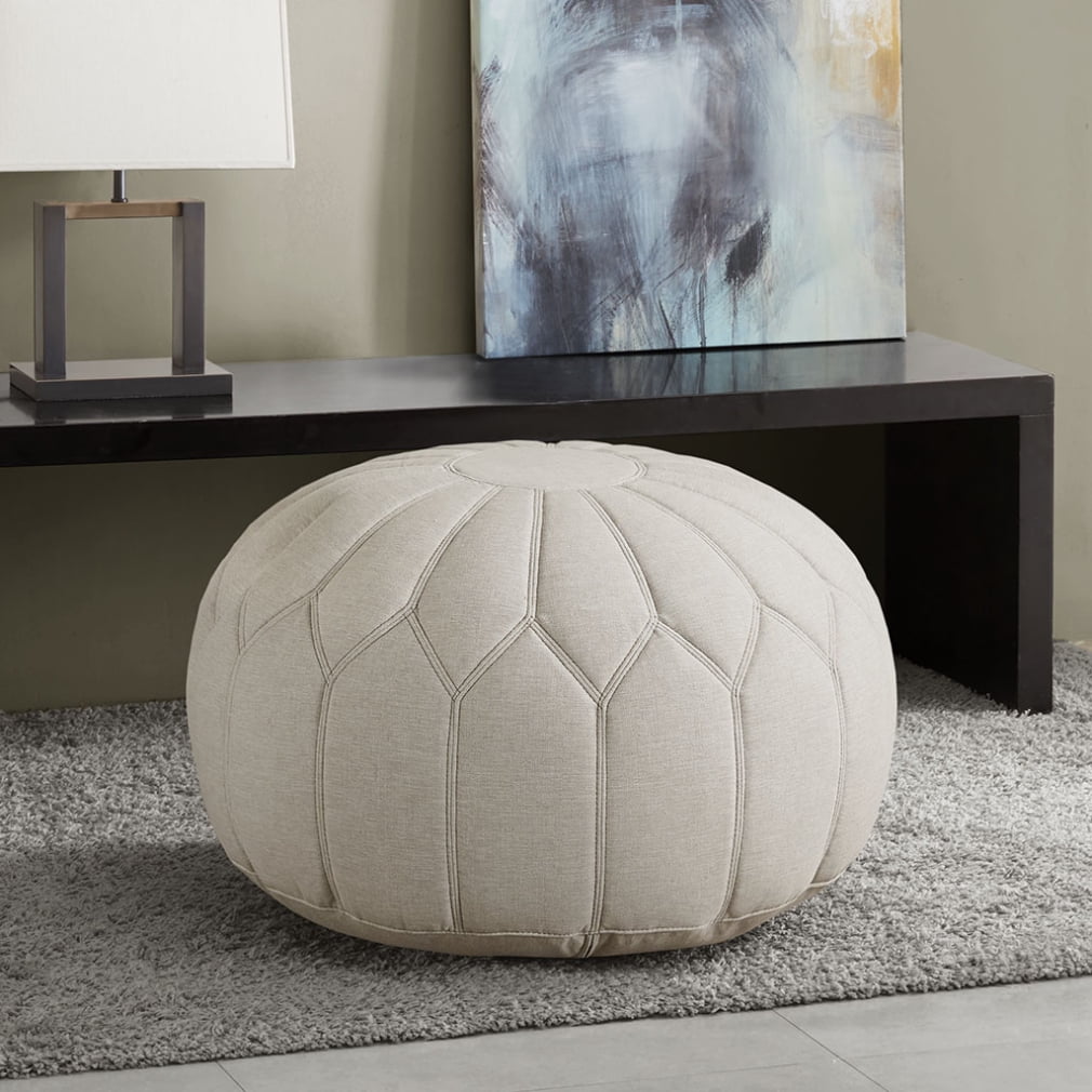 Round Pouf Ottoman, Bean Bag Chair Stuffed Floor Ottoman Foot Rest with