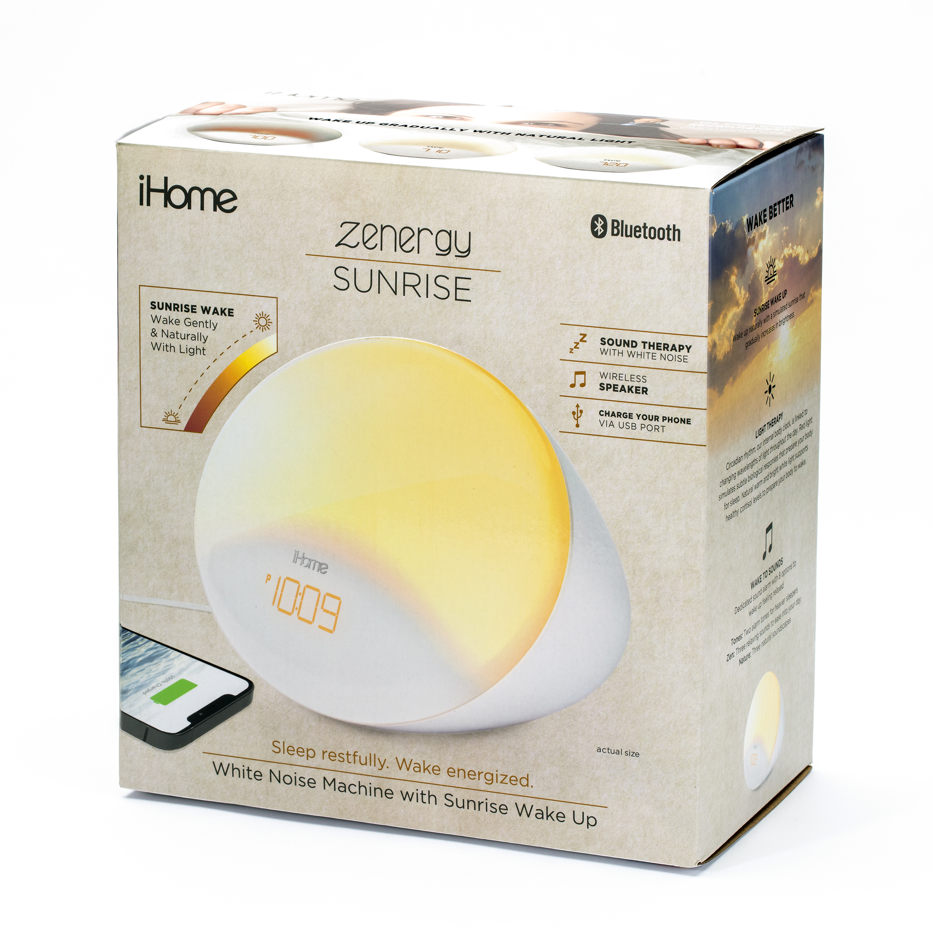 iHome Zenergy iZBT3 Bedside Sleep Therapy Machine with Bluetooth Speaker, Sunrise Wakeup and USB Charging - image 3 of 20