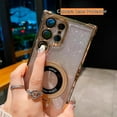 thumbnail image 3 of for Samsung Galaxy S24 Ultra Case with Magnetic Ring Stand, [Fit for MagSafe & Wireless Charging] [Military Grade Drop Tested], Shockproof Bumper Translucent Cute Glitter Phone Case, Gold, 3 of 8