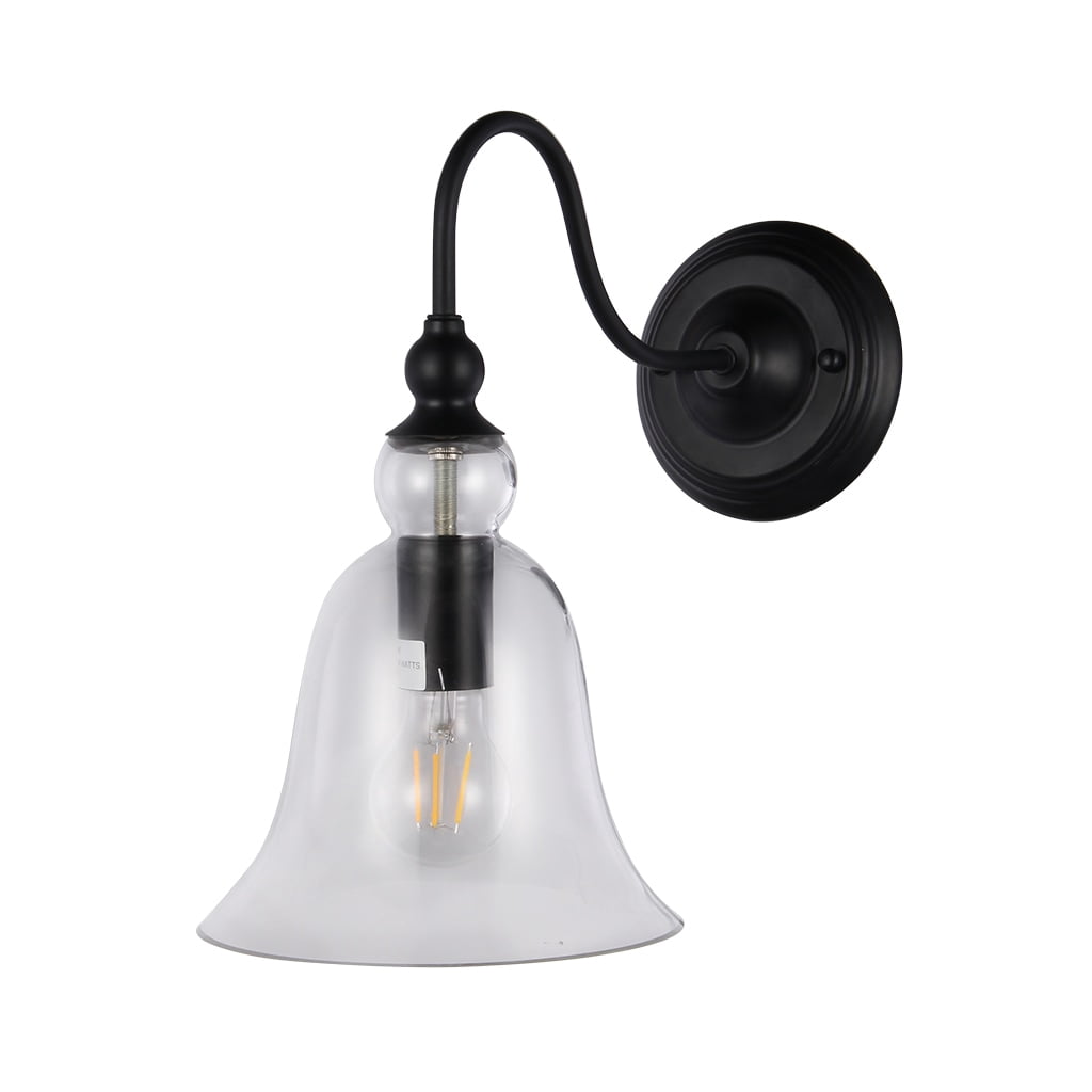 Warehouse of Tiffany Tamrion Black Metal 1-light Wall Sconce Clear Glass Shade with Edison Bulb