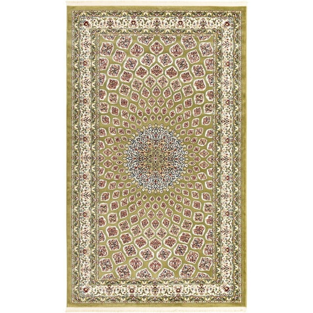 Unique Loom Narenj Medallion Pattern Design Rug 5' x 8' Rectangle Green/Tan
