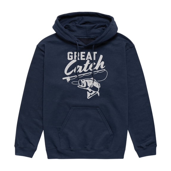 Instant Message - Great Catch - Fishing, Hunting, Camping - Men's Pullover Hooded Fleece Sweatshirt