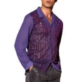 thumbnail image 4 of INSPIRE CHIC Men's Camp Collar Long Sleeve Sequin See Through Shirt 2XL Purple, 4 of 6