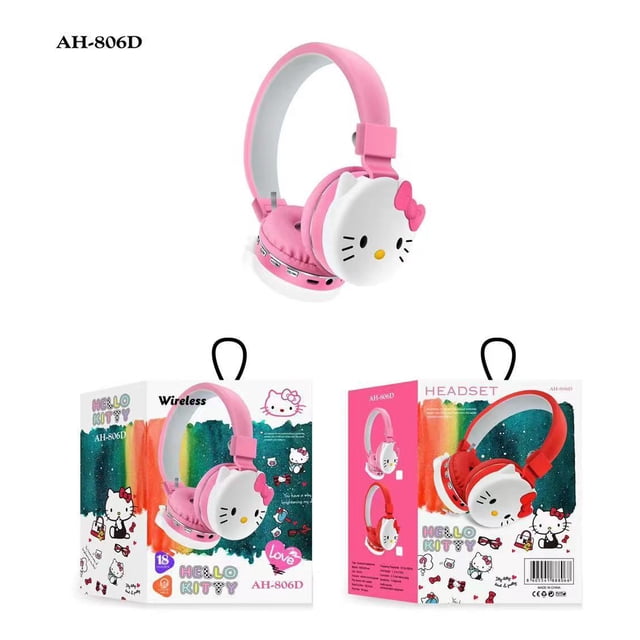 Hello Kitty-auriculares inalámbricos con Bluetooth para mujer, audífonos estéreo con sonido envolvente, para jugadores, estudiantes