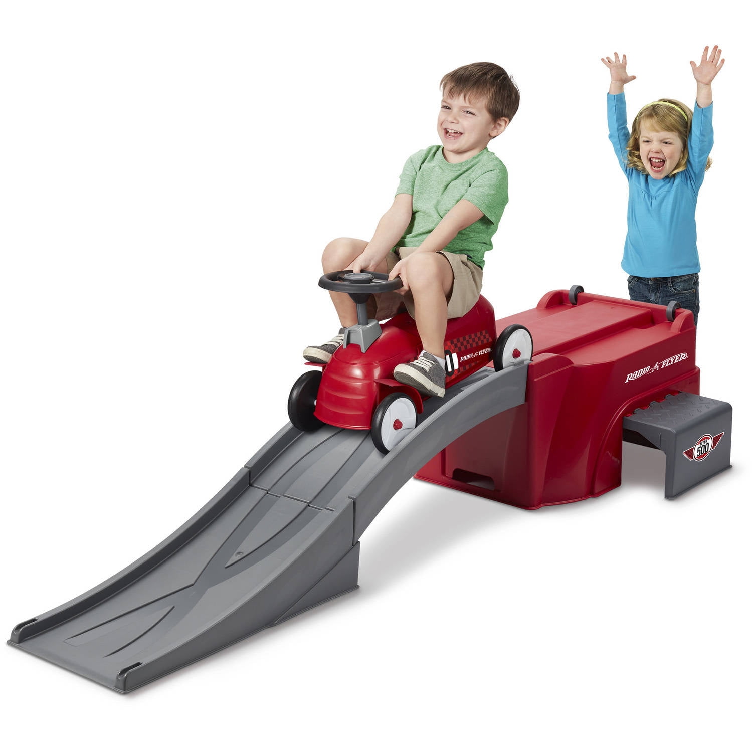 Radio Flyer 500 Toddler Ride On Toy with Ramp and Easy Storage, Push and Pedal Ride-Ons, Red
