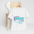 thumbnail image 3 of Wound Teal&Purple Ribbon Suicide Prevention Awareness T-Shirt ID-0628-DJ0L, 3 of 7