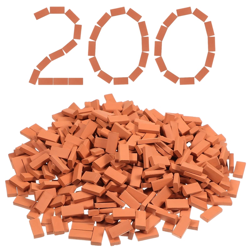 200 Pieces Mini Bricks for Landscaping Miniature Bricks Brick Wall