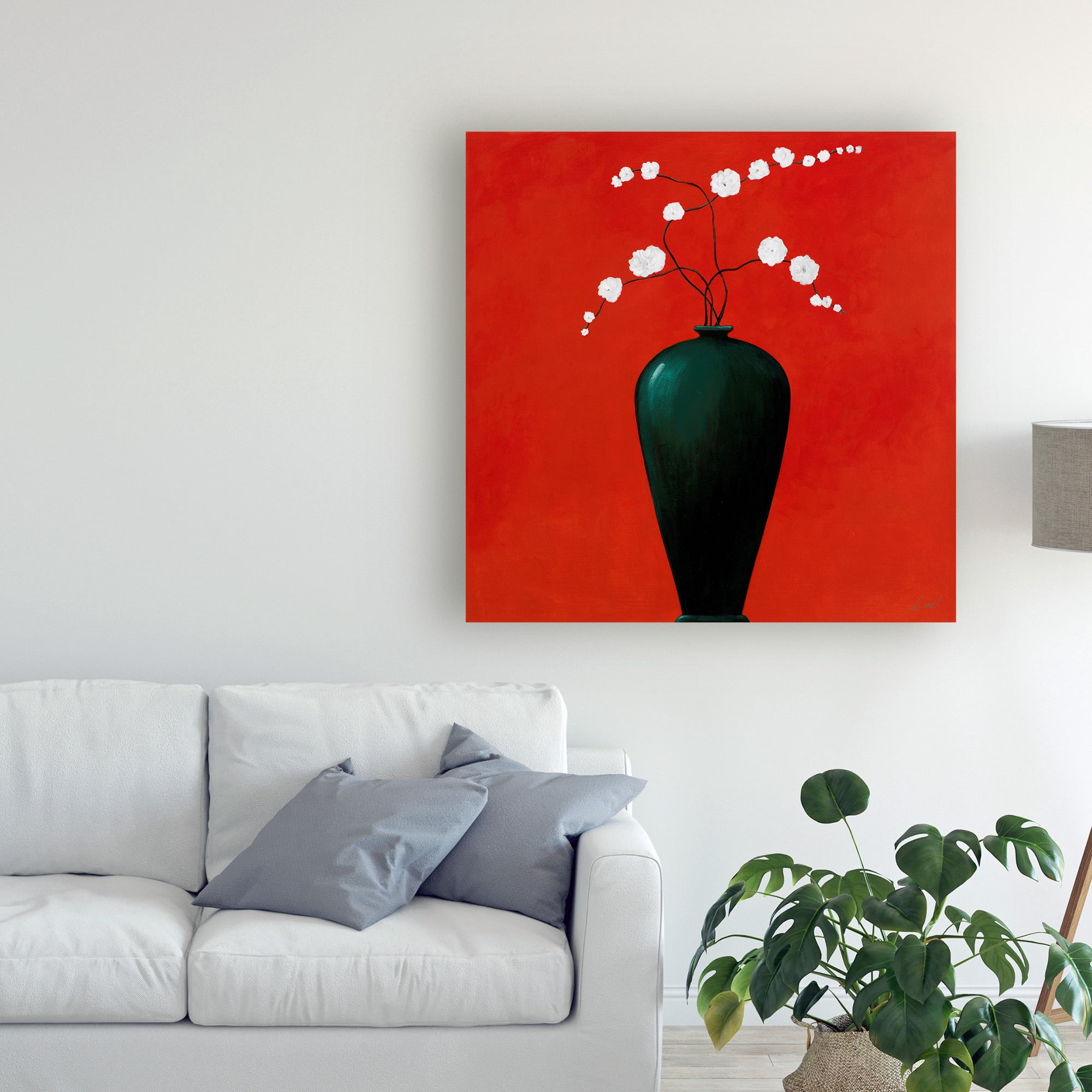 Trademark Fine Art 'Green Vase Over Red' Canvas Art by Pablo Esteban