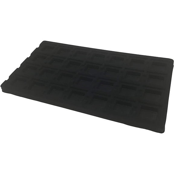 N'icePackaging 6 Qty Cowhide-Black 28 Earring Slot Flocked Storage Tray Inserts - for Merchandise Jewelry & Organization