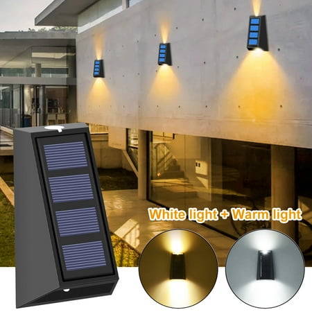 

Harupink 2Pcs Solar Powered Sensor Lights Wireless Outdoor Wall Lighting RGB Color Changing Exterior Patio Light 8 Modes Auto On/Off for Garden Backyard