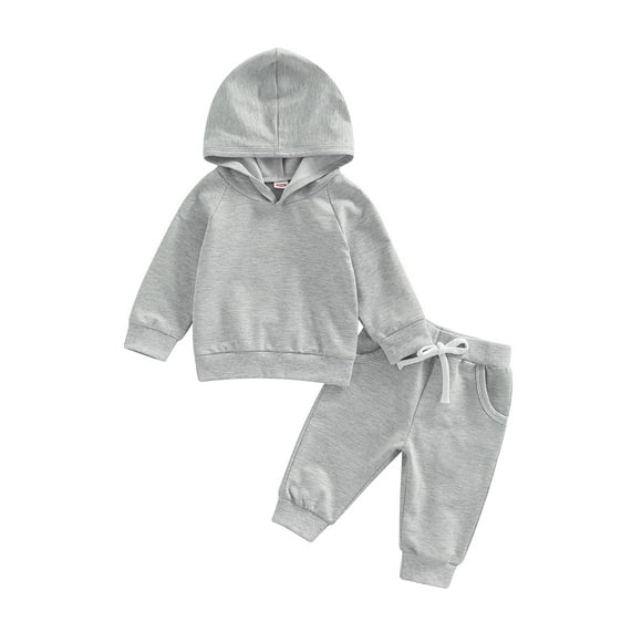 SAYOO , conjunto de ropa deportiva para bebés y niños, jersey de Color sólido, sudadera con capucha, Tops y conjunto de pantalones informales con cordón SAYOO Moda
