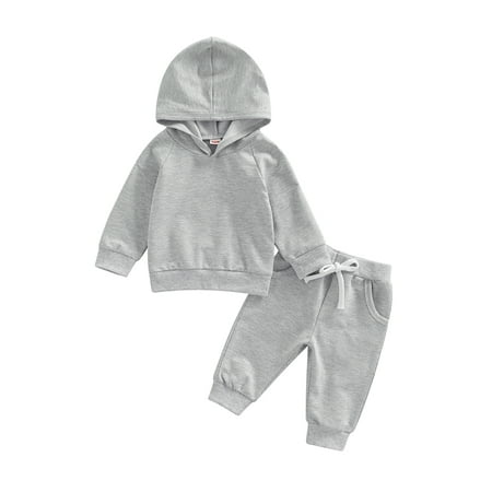 

Qtinghua Toddler Baby Boys Girls Sportswear Sets Long Sleeve Hoodie Sweatshirt Pullover Top+Drawstring Pants 2Pcs Outfits