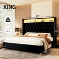 thumbnail image 5 of Merluxy LED King Bed Frame,Charging Station and Storage Upholstered Headboard/Velvet/Black, 5 of 6
