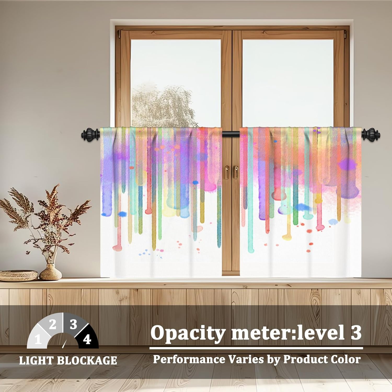 42 x 63 Inch Colorful Splatter Curtains for Living Room Abstract Art Paint Splash Modern Decorative Curtains Light Filtered Linen Texture Classroom Gallery Painter''s Room Curtains 2 Panels