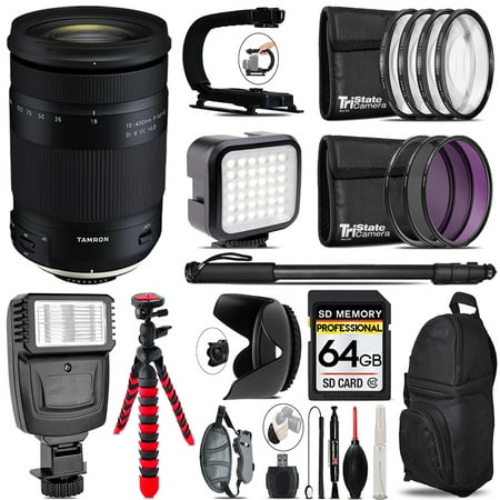 Tamron 18-400mm f/3.5-6.3 Di II VC HLD Lens (Canon) - Video Kit + Flash - 64GB Accessory Bundle