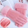 thumbnail image 2 of RV 2 pares de guantes cálidos de felpa para adultos con calefacción automática para otoño e invierno, guantes para la boca de piel de ante con pantalla táctil a prueba de viento para montar en bicicleta eléctrica Rojo Verde, 2 of 5