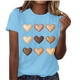 thumbnail image 2 of ClodeEU Women Cute Tops Heart Graphic Tees,Printed Crewneck Short Sleeve T Shirts Light Blue,Womens Plus M, 2 of 4