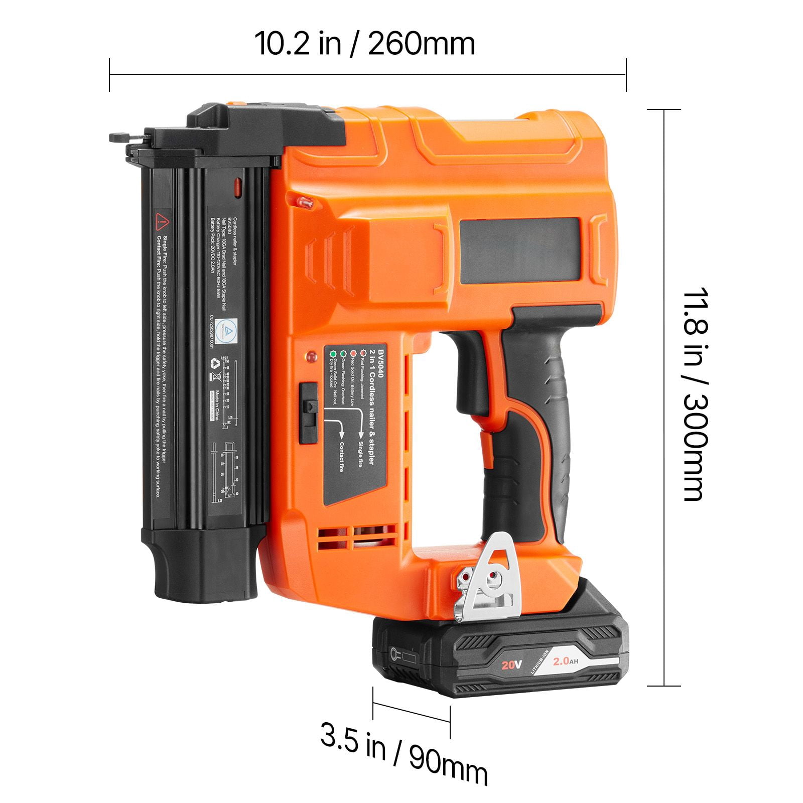 Dranite 2-in-1 Cordless Brad Nailer & Staple Gun, 18 Gauge, 20V with 2 Batteries & Charger, Includes 500 Nails and 500 Staples for Woodworking and Home DIY Projects