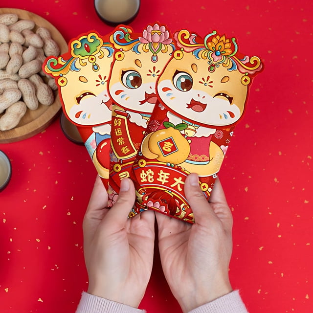 Birdeem Nouvel An Chinois, Enveloppes Rouges Nouvel An Chinois, 2025 Nouvel An du Serpent Adorer Enfants Nouvel An Paquet Rouge de Pression, Enveloppes Rouges Nouvel An Chinois, Cadeaux Nouvel An Chinois, Cadeaux Nouvel An