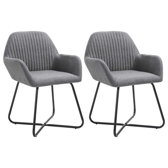 vidaXL Chaises de Salle à Manger 2 pcs Tissu Gris Foncé