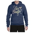thumbnail image 2 of Stay Beautiful Positivity Quote Saying Pop Culture Unisex Graphic Hoodie Sweatshirt, Vintage Heather Navy, Large, 2 of 3
