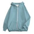 thumbnail image 4 of Hoodie Women Oversized Hoodie Casual Travel Outfit Women's Casual Solid Color Zipper Pocket Hoodie, 4 of 4