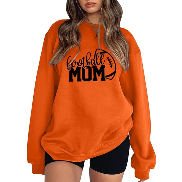 Gibobby Sudadera oversize mujer Sudadera de manga larga con cuello redondo para mujer(Naranja,M)