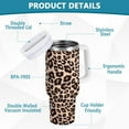 thumbnail image 4 of 40 oz Tumbler with Handle Lid and Straw Insulated Water Tumbler Stainless Steel Water Cup Mug Bottle Reusable Cup Holder Friendly Leopard Print Brown, 4 of 6
