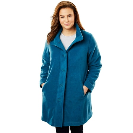 Plus Size Fleece Swing Funnel Neck Jacket