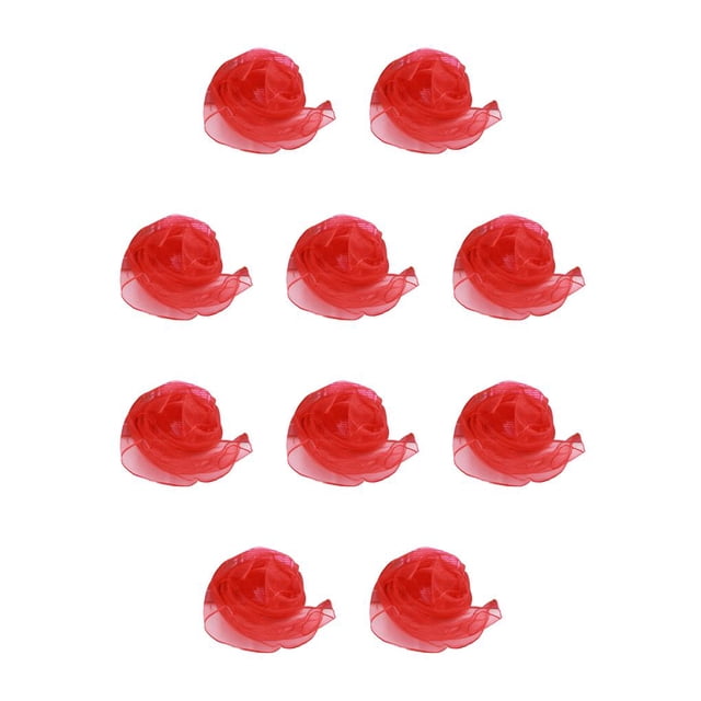 Qarigey Bufanda cuadrada Pañuelo de gasa Accesorios de tela Adornos para el cabello Accesorio de fiesta colorido para representaciones Rojo 60*60cm 10piezas