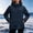 Navy, variant on Women's Hooded Softshell Jacket, Mid-Length Zip Up Outdoor Sport Coat with Drawstring Hood and Zipper Pockets Navy XXXL