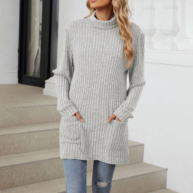 TINZ Nouveau Chandail à Demi-Col Roulé à Manches Longues pour Femmes avec Poche Ample, Chandail en Molleton à Manches Longues en Gelée pour Hommes, Chandail d'Hiver