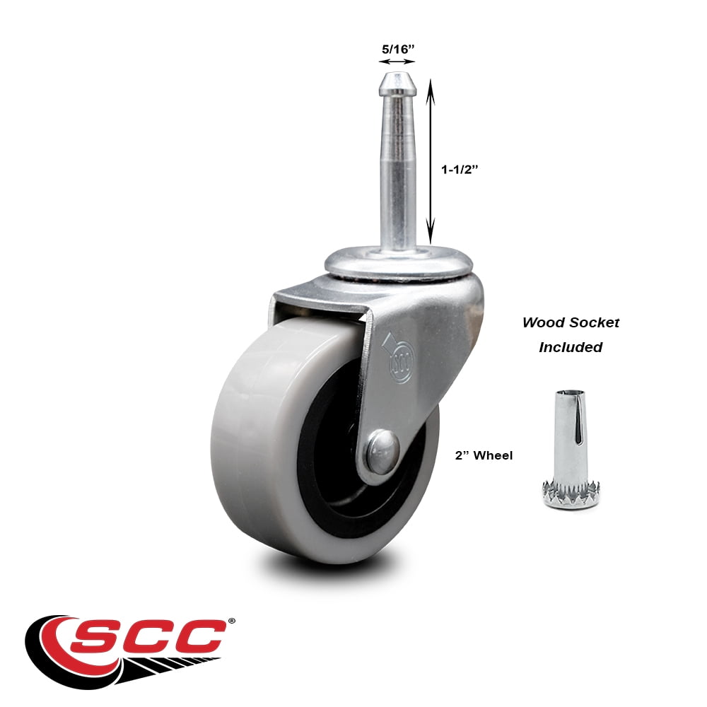 Service Caster 2 Inch Swivel Polyurethane Caster and 5/16 Grip Neck