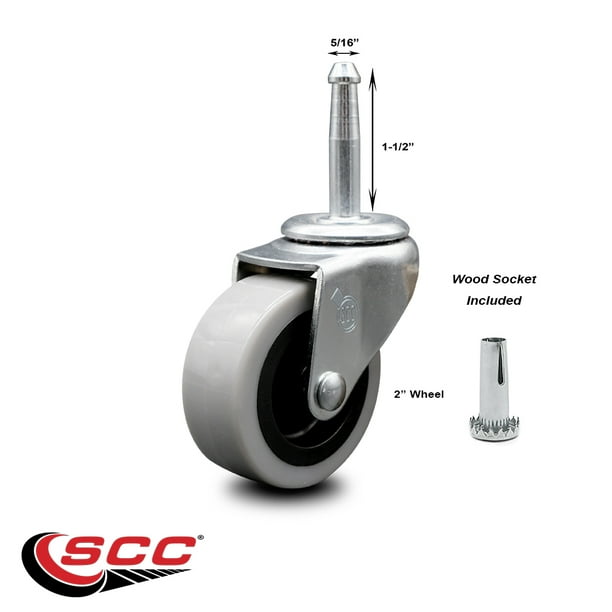 Service Caster 2 Inch Swivel Polyurethane Caster and 5/16 Grip Neck