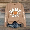 thumbnail image 2 of VISALY Pullover Crewneck Sweatshirt Graphic Sweatshirts Football Sweatshirts Cute Baseball Graphic Print Long Sleeve Shirts Fall Winter Pullover Casual Sweaters Oversized Tops Tunic Sweatshirt Khaki L, 2 of 4
