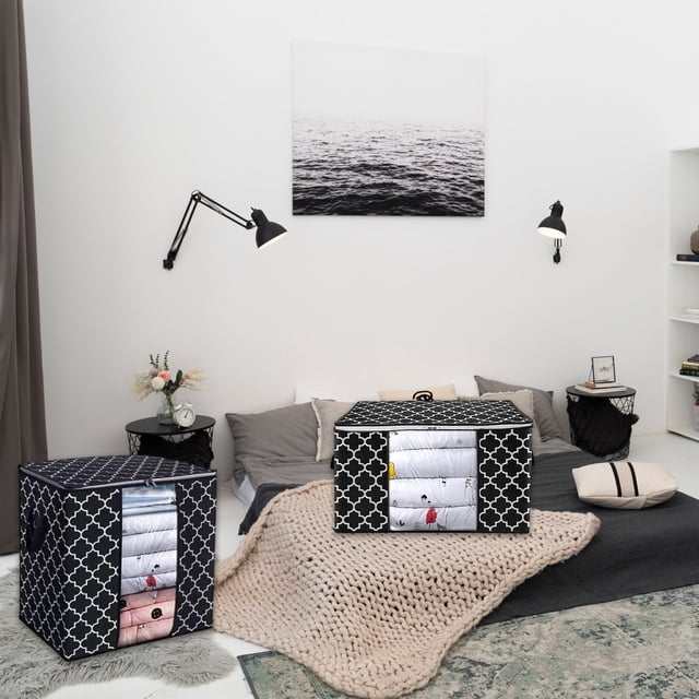 Foldable Storage Bags with Handles & Window - Large Closet Organizer for Comforters, Clothes, and Bedding