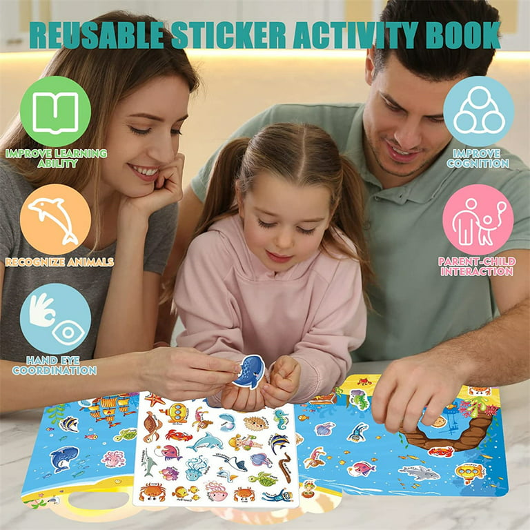 6 Theme In 1 Jelly Sticker Book,Reusable Sticker Book for Kids 2-4,Washable  Stickers for Toddlers 2 3 4 ,Merry Christmas Gift for Preschool