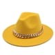 thumbnail image 1 of Sombrero Fedora Minnieouse Unisex ala ancha Collar de oro lujo amarillo, 1 of 6