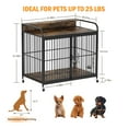 thumbnail image 2 of Roromall Dog Kennel Furniture for Large Dogs, Indoor Dog Crate with Adjustable Height Bowls, Heavy Duty Wood Metal Dog Crate, 2 of 7