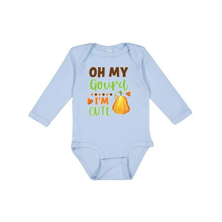 

Inktastic Thanksgiving Oh My Gourd I m Cute Gift Baby Boy or Baby Girl Long Sleeve Bodysuit