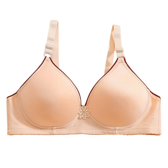 Gyexs Women's Fashion Gathering Bra Comfortable Underwear Adjustable Large Size Support Without Steel Rings, Beige, Size 40
